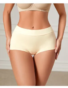 Women's high-waisted seamless boxer briefs, breathable lightweight daily underwear.