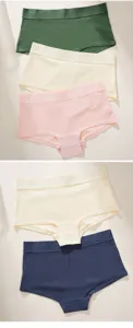 Women's seamless boxer briefs detail view, breathable cotton crotch, soft comfortable fit.