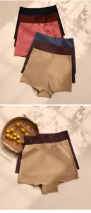 Women seamless safety shorts ice silk anti-peeping flat panties breathable underwear detail