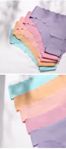 Seamless ice silk women panties with wave cloud edge, breathable thin briefs detail view.