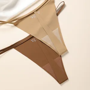 Seamless women thong breathable ice silk low waist string panties comfortable underwear
