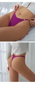 Seamless ice silk women thong low waist sexy V shape underwear comfortable briefs