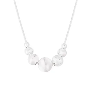 S925 sterling silver beaded clavicle necklace, minimalist textured ball chain for women.