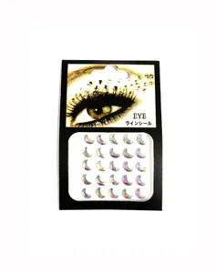 Λεπτομέρεια στρασ προσώπου σε σχήμα φεγγαριού, ακρυλικά αυτοκόλλητα ματιών για μακιγιάζ.