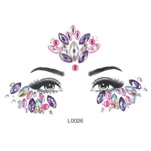 Lila rosa Strass Gesicht Aufkleber DIY Acryl Kristall Augen Juwelen für Festival Party