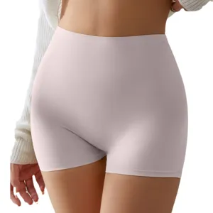 Shorts de sécurité sans couture en soie glacée taille haute femme été anti-frottement