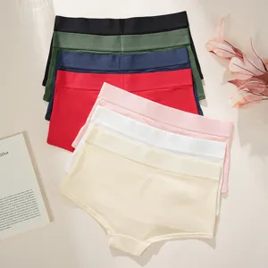 Women seamless boxer briefs multi-color pack breathable comfortable cotton underwear