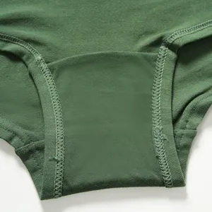 Women breathable pure cotton briefs green underwear detail comfortable soft intimate apparel