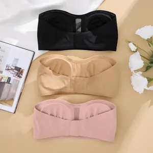Top de Tubo Sin Tirantes y Sin Costuras para Mujer Malla Sexy Empalme Transpirable Inalámbrico Antideslizante Sujetador Tallas Grandes