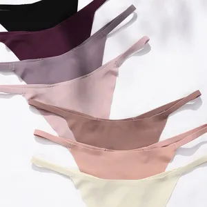 Women seamless low rise thong breathable ice silk quick dry sexy yoga panties multipack