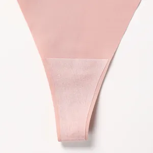 Pink seamless thong women low waist ice silk sports yoga sexy underwear main view