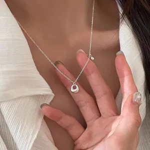 Minimalist Alloy Ball Pendant Necklace For Women Fashion Ins Style Geometric Electroplated Silver Tone Clavicle Chain Jewelry Gift