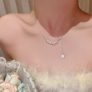 S925 sterling silver five emperor coins necklace minimalist clavicle chain detail view