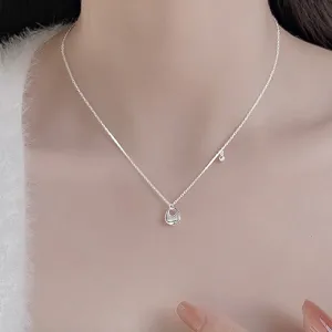 Minimalist S925 sterling silver ball pendant clavicle necklace for chic daily fashion wear.