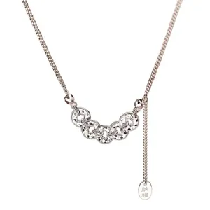 S925 sterling silver coin charm necklace for women, minimalist luxury clavicle chain jewelry.
