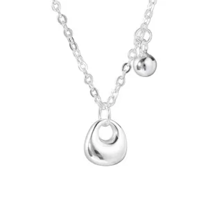 S925 sterling silver minimalist hollow droplet pendant necklace with small ball charm fashion