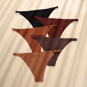 Damen nahtlose Eisseide niedrige Taille Tanga Unterwäsche atmungsaktiv einfarbig Slip