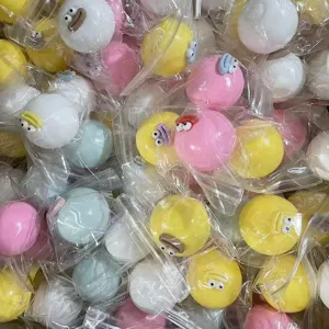 Funny big eye sausage mouth squeeze toy detail view, cute stress relief slow rebound ball.
