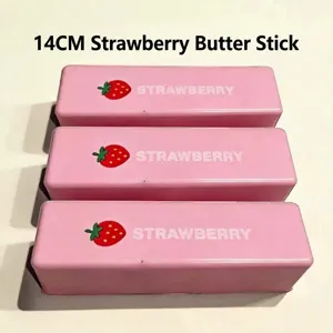 Details of the 14cm pink strawberry butter stick slow rebound decompression squeeze toy.