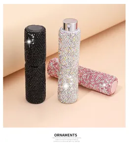 Atomizzatore di profumo da viaggio in strass portatile, flacone ricaricabile 10ml per bellezza quotidiana.