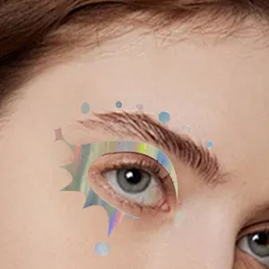 Ολογραφικά αυτοκόλλητα προσώπου, τατουάζ eyeliner, αδιάβροχα αξεσουάρ μακιγιάζ πάρτι.