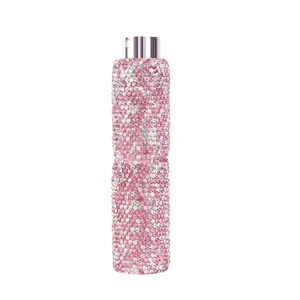 Flacone di profumo da viaggio ricaricabile 10ml con strass rosa brillanti spruzzatore