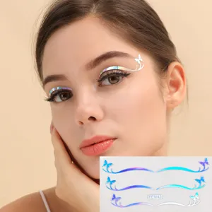 Ολογραφικά αυτοκόλλητα eyeliner πεταλούδας ασημένια διακοσμητικά αυτοκόλλητα βλεφάρων.