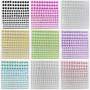 Πολύχρωμα ημισφαιρικά αυτοκόλλητα στραζ προσώπου, διαμαντένιο μακιγιάζ ματιών DIY.