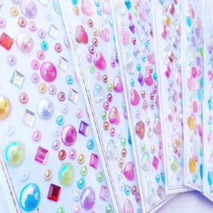 Kinder DIY 3D Diamant Kristall Strass Herz rund bunt kreative glänzende süße Aufkleber