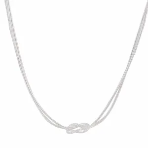 Collier de chaîne serpent noué double couche élégant et tendance en métal argenté