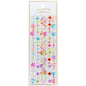 Kinder DIY 3D Kristall Strass Aufkleber bunte glänzende Herz Diamant Edelstein Bastelblatt