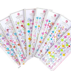 Kinder DIY Handwerk Strass Aufkleber Acryl Kristall Glitzer Herz Stern Geometrische Selbstklebende Edelstein Aufkleber Bogen Für Scrapbooking Dekoration
