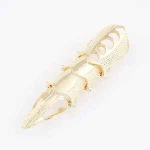 Bague d'armure de doigt dorée, bague articulée style punk gothique, bijoux de griffe tendance.