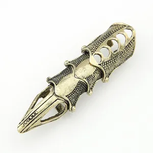 Bague d'articulation d'armure gothique style punk long anneau de phalange en métal detail