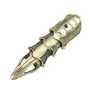 Bague d'armure articulee gothique punk, longue bague griffes reglable pour femmes.