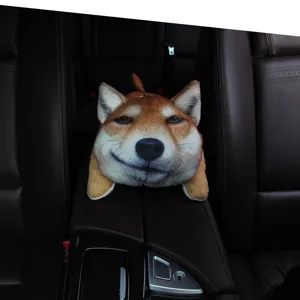 3D Shiba Inu Car Tissue Box Plush Pillow Cute Funny Interior Armrest Console Decoration