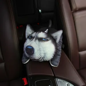 3D Husky car tissue box cute plush auto armrest paper holder interior decor animal design