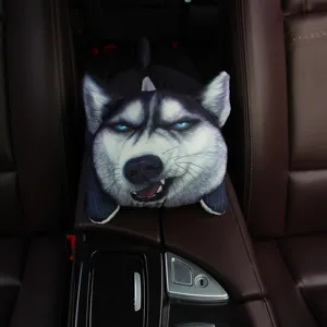 3D husky dog car tissue box cute plush auto armrest paper holder interior decoration accessory