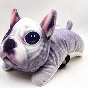 Cute 3D French Bulldog Car Tissue Box Plush Hanging Napkin Holder Automotive Interior Decor