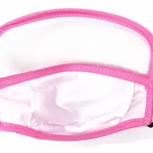 Pink dust mask with integrated transparent eye shield and filter pocket for daily protection