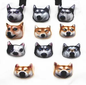 Cute 3D cartoon dog head plush brooch badges set, funny expression animal lapel pins.