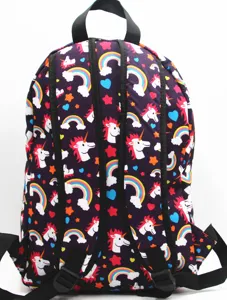 Unicorn backpack for students, cute rainbow 3D print casual travel school book bag.