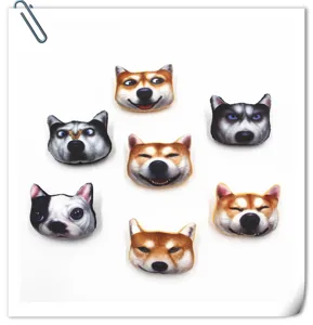 Cute 3D cartoon dog head plush brooch pins, cute animal badges for clothes decoration.