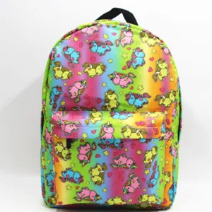 Colorful unicorn backpack for students, cute rainbow school bag for travel and daily use.
