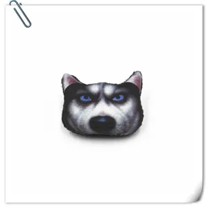 Original 3D cartoon husky dog head plush brooch cute animal badge fashion apparel accessory