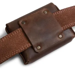 Vintage dikke lederen heuptas heren riem tasje voor kaarten en munten opbergportemonnee