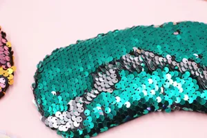 Reversible sequin mermaid eye mask sparkling scale travel sleep mask detail view for women