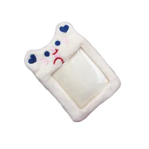 Porte-cartes photo en peluche chat mignon protecteur de carte ID transparente porte-cles sac