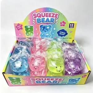 Ensemble de jouets anti-stress ours à presser coloré, boîte de 12 squishies mignons.