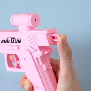 Creative pink toy water gun with pull handle and scope design, fun outdoor battle toy for kids.